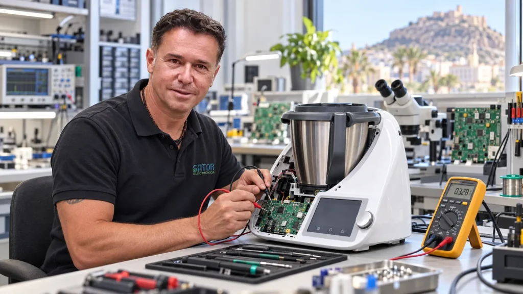 Guillermo reparando una Thermomix TM6 en Sator Electrónica